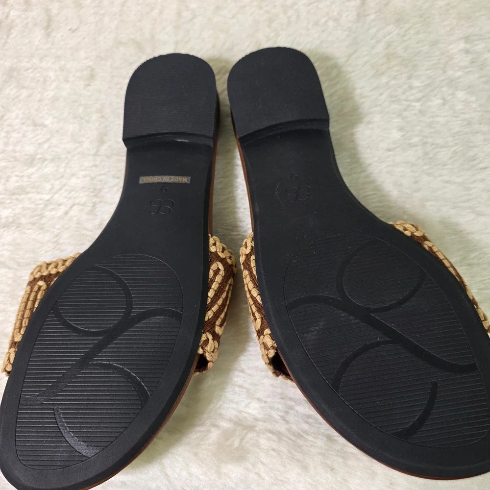 Cosy Island Oasis Slide Sandals Brown Woven Strap Flat Women Size 9 NEW